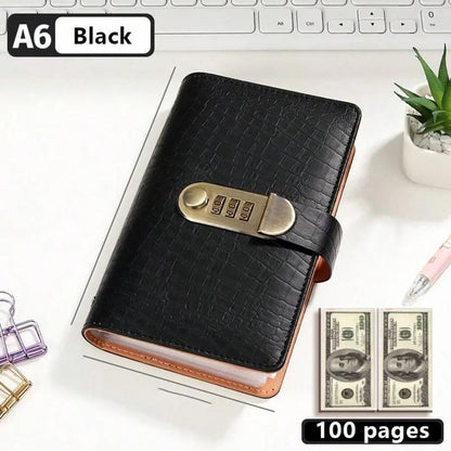 A6 savings notebook,3-Digit Resettable Password Lock，suitable for storing money and important.