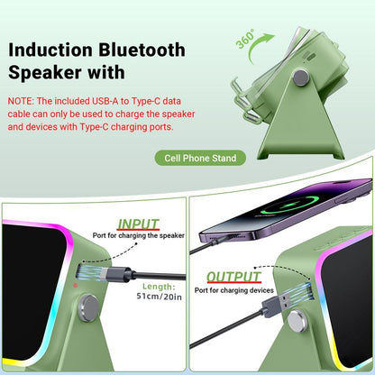 5-in-1 Wireless Charging Speaker Stand with LED Light - Phone & Tablet Holder