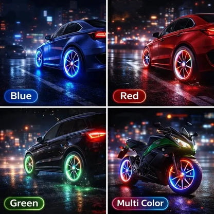 🔥Smart RGB Wheel Lights 🚗 | Waterproof Luminous Valve Caps for Car, Motorcycle & Bike 🚲 | Vibration-Sensitive LED Starlight 🌟