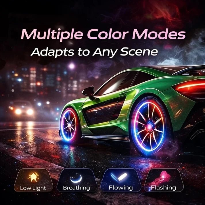 🔥Smart RGB Wheel Lights 🚗 | Waterproof Luminous Valve Caps for Car, Motorcycle & Bike 🚲 | Vibration-Sensitive LED Starlight 🌟