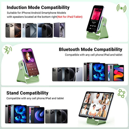 5-in-1 Wireless Charging Speaker Stand with LED Light - Phone & Tablet Holder