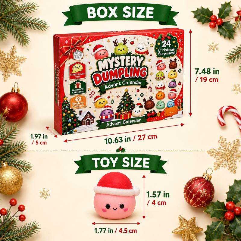 2026 Christmas Advent Calendar - 24 Days of Mini Squishy Dumpling Toys