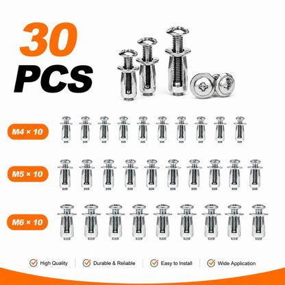 Heavy-Duty Carbon Steel Button Rivet Locking Nuts Set - M4, M5, M6 Industrial Hardware