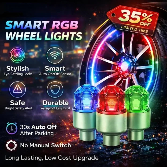 🔥Smart RGB Wheel Lights 🚗 | Waterproof Luminous Valve Caps for Car, Motorcycle & Bike 🚲 | Vibration-Sensitive LED Starlight 🌟