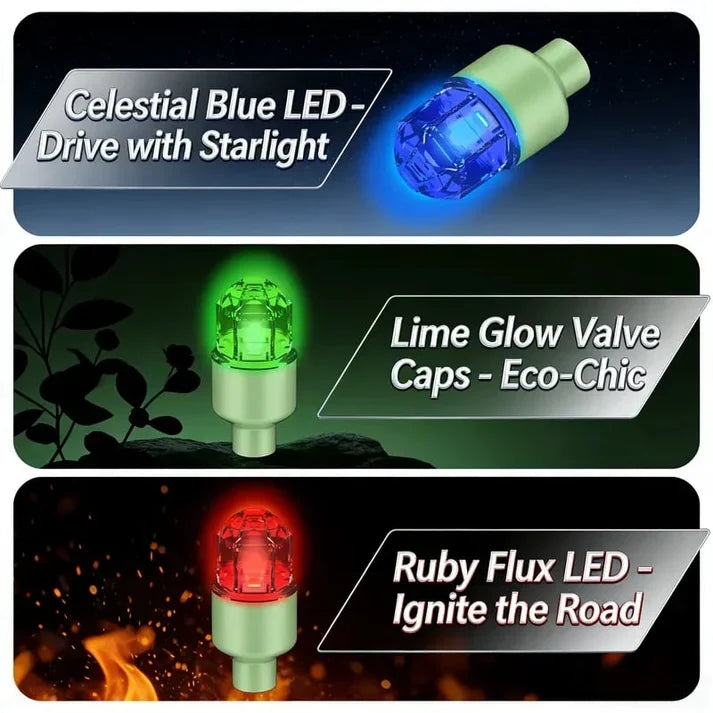 🔥Smart RGB Wheel Lights 🚗 | Waterproof Luminous Valve Caps for Car, Motorcycle & Bike 🚲 | Vibration-Sensitive LED Starlight 🌟