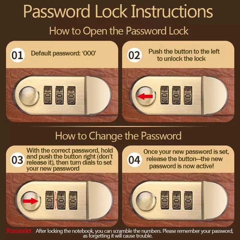 A6 savings notebook,3-Digit Resettable Password Lock，suitable for storing money and important.