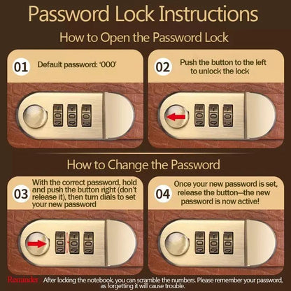 A6 savings notebook,3-Digit Resettable Password Lock，suitable for storing money and important.
