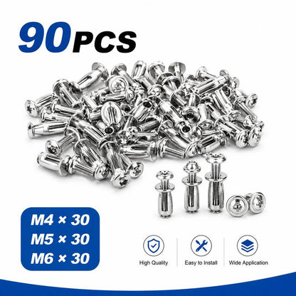 Heavy-Duty Carbon Steel Button Rivet Locking Nuts Set - M4, M5, M6 Industrial Hardware