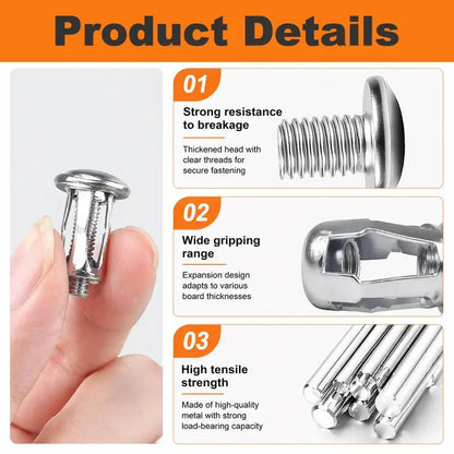 Heavy-Duty Carbon Steel Button Rivet Locking Nuts Set - M4, M5, M6 Industrial Hardware